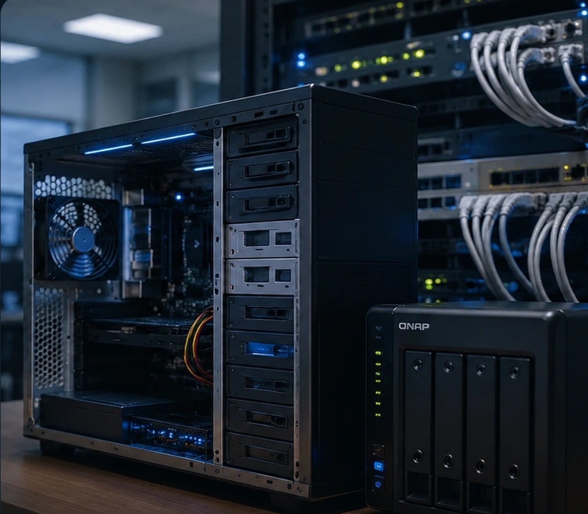 Poste informatique professionnel, NAS et infrastructure réseau